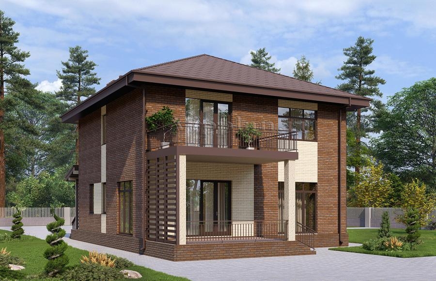 Двухэтажный дом с балконом и пятью спальнями